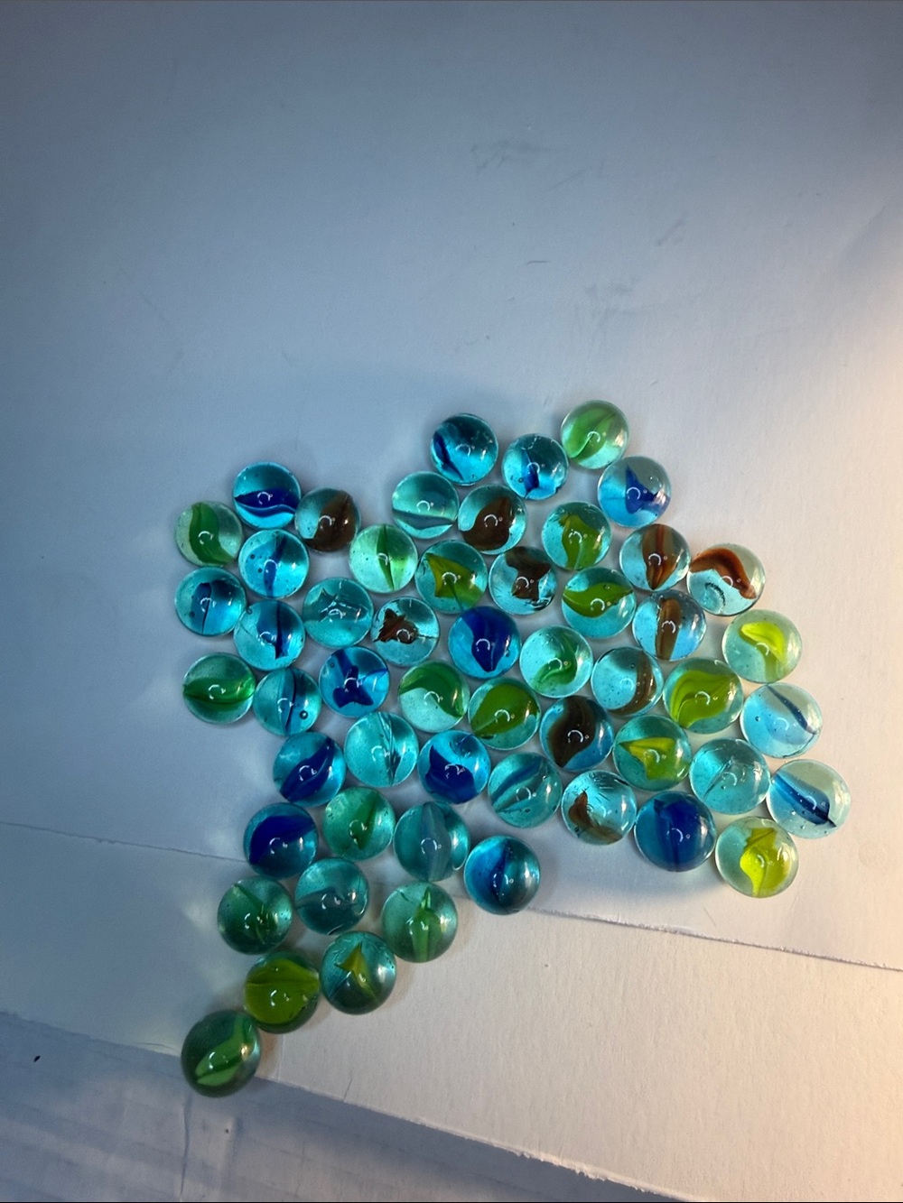Colorful Glass Marbles Assortment - Blue Green Mix vintage marbles